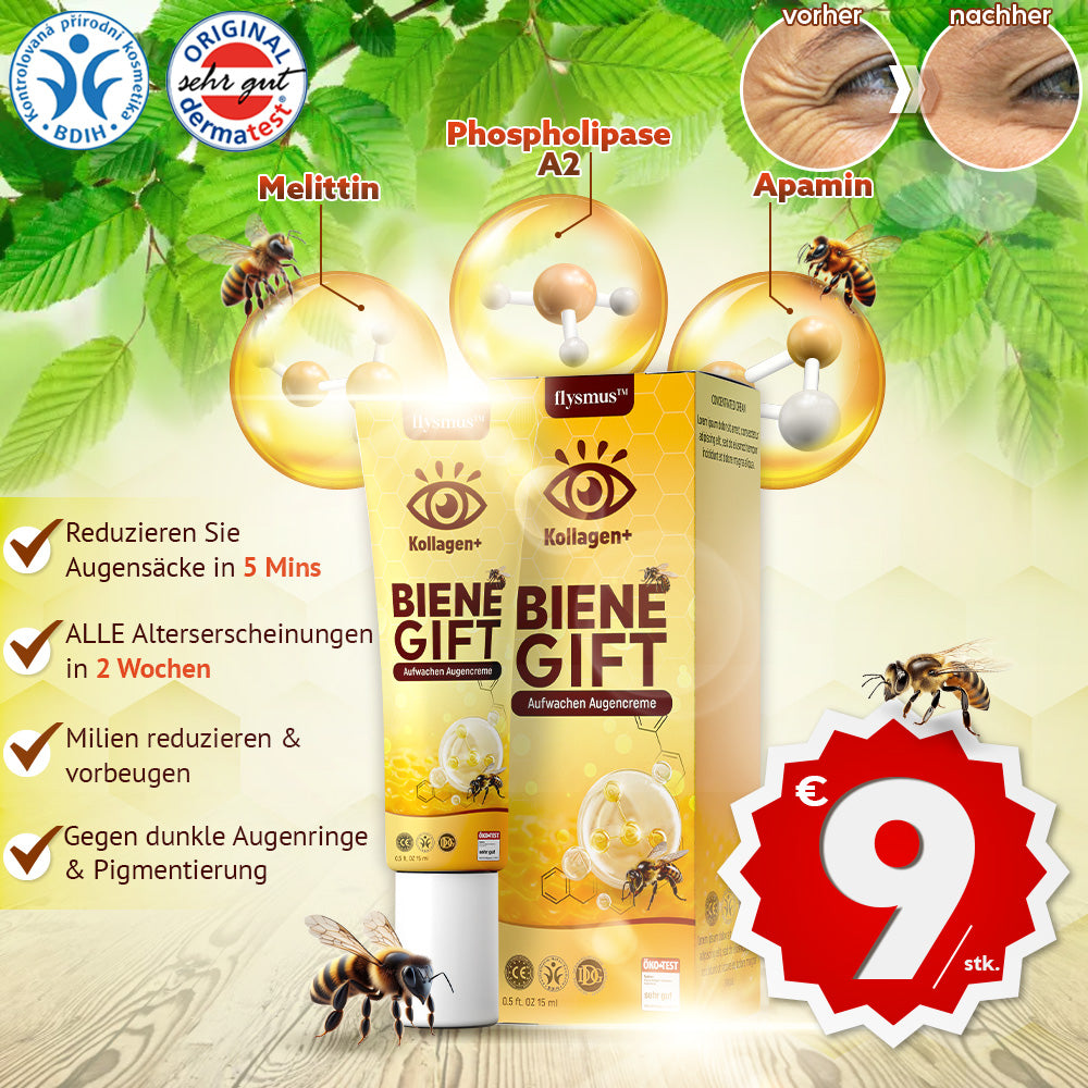 🍀 flysmus™ Kollagen+ Bienengift Aufwachen Augencreme 🇩🇪 Vom Dermatologen genehmigt